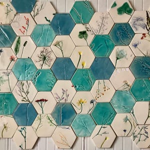 hexagon ceramic tiles,handmade ceramic tiles,wall tiles,handicraft tiles for the kitchen,handmade tiles,bathroom tilestiles with plants,