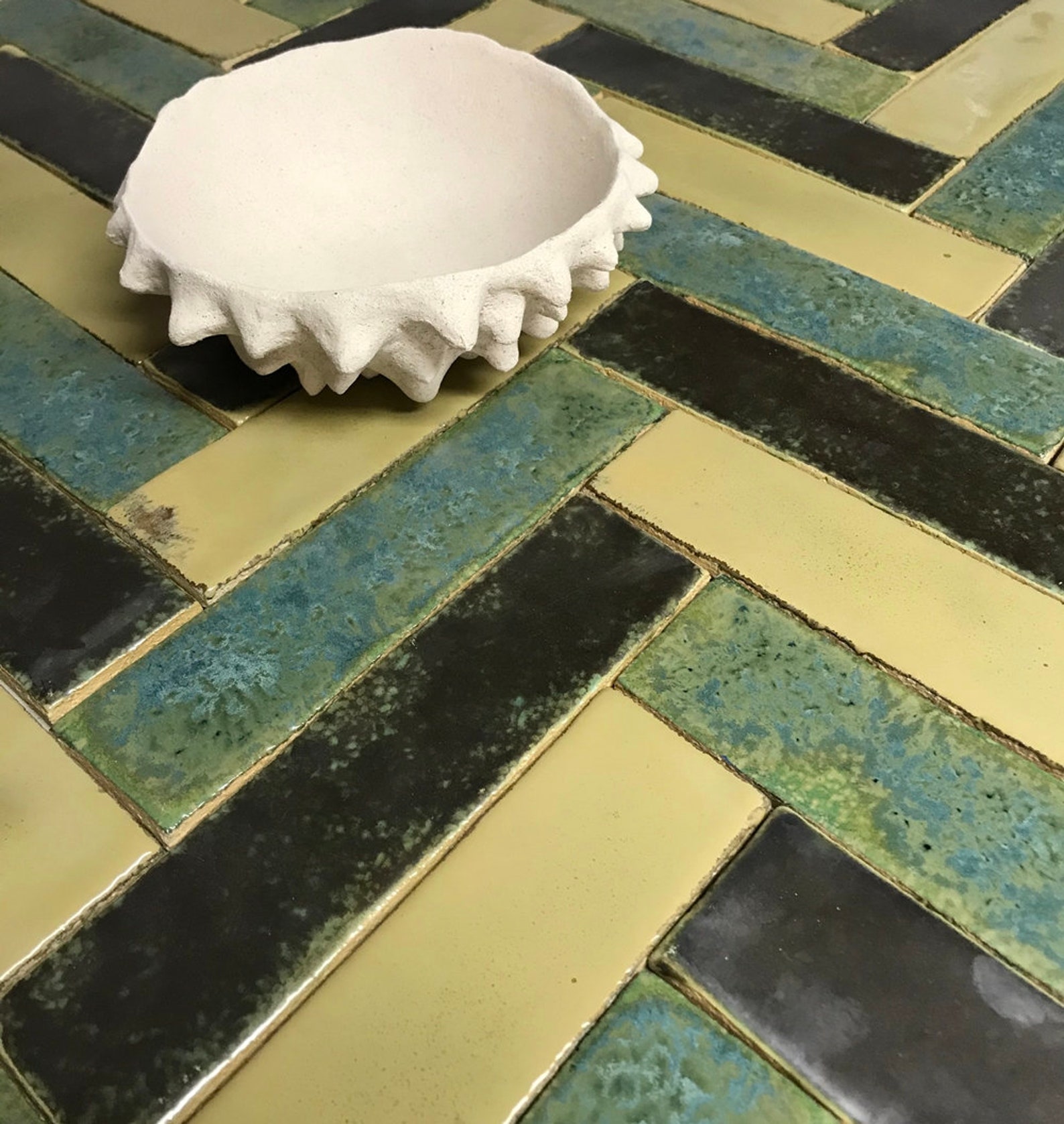 Tiles playing Greenhandmade Ceramic Tiles Green Etsy Denmark