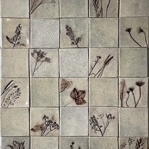 Tiles set "From a country cottage VI",handmade ceramic tiles,natural clay color,handicraft handpainted tiles,backsplash