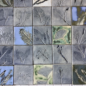Tiles set &quot;Secret Garden II&quot;,handmade ceramic tiles,pale blue,handicraft handpainted tiles for bathroom,handmade tiles,ceramic tiles