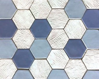 hexagon ceramic tiles "Dawn",handmade ceramic tiles,wall tiles,handicraft tiles for the kitchen,handmade tiles,mosaic tiles,bathroom tiles