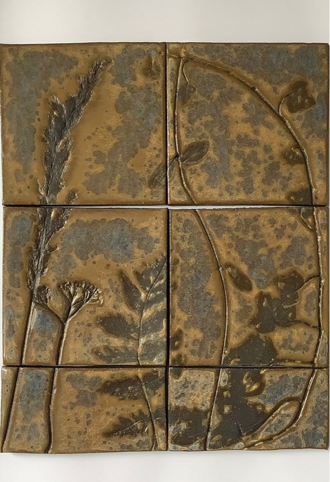 Tile Set forest at Night Ii Handmade Ceramic Tiles, Plant Motif, Hand