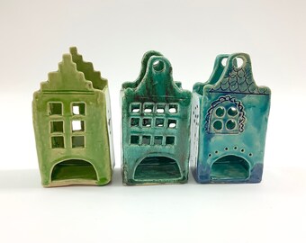 Ceramic house holder,Pencils holder,Tealight and Candle Holder-Ceramic , Clay house, handmade ceramic house