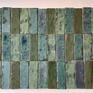 tegels, rechthoekige tegels, handgemaakte keramische tegels, mint handgemaakte tegels, blauwe tegels, keramische tegels, keramische decors