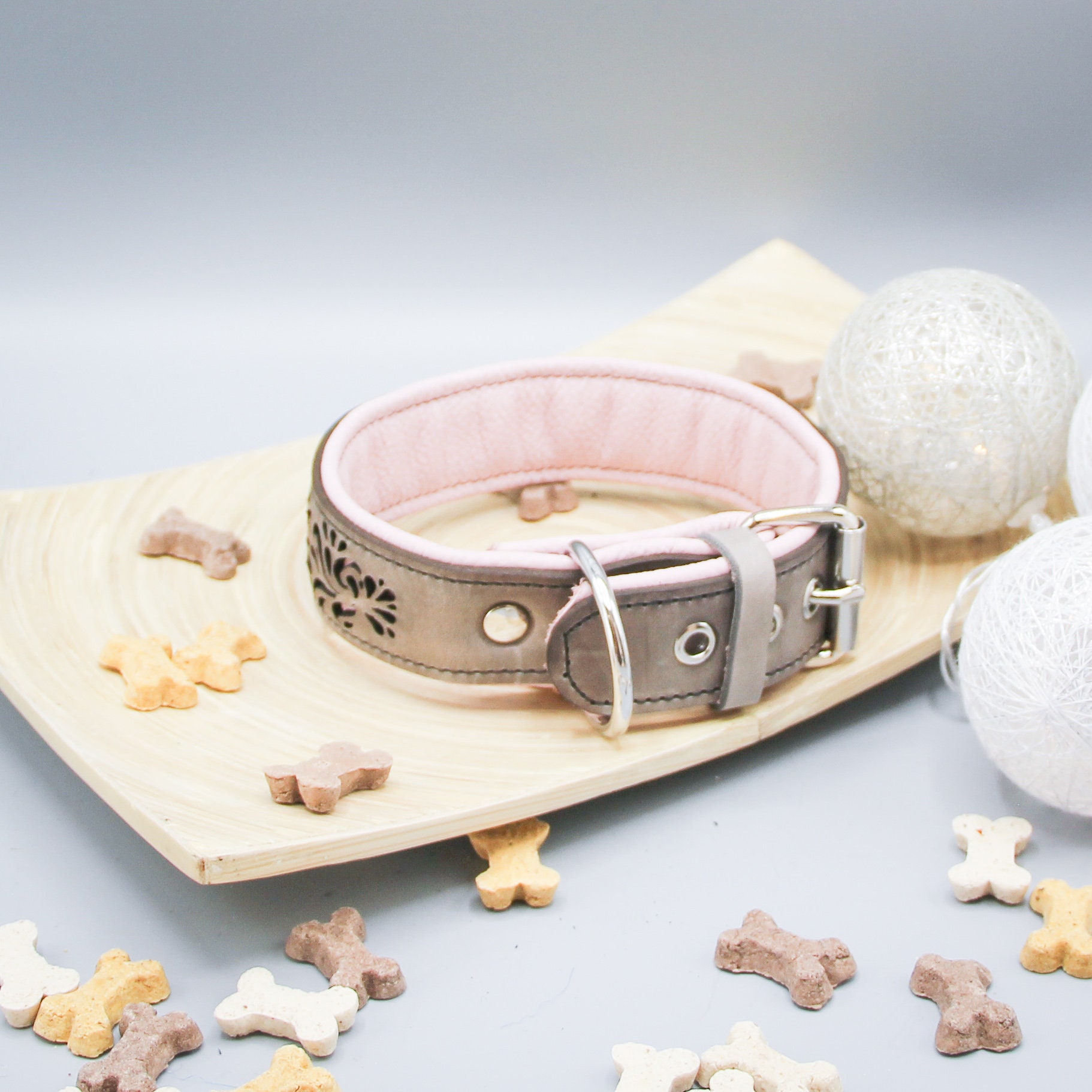 Premium Leather Dog Collar Grey pattern No. 2 Etsy UK