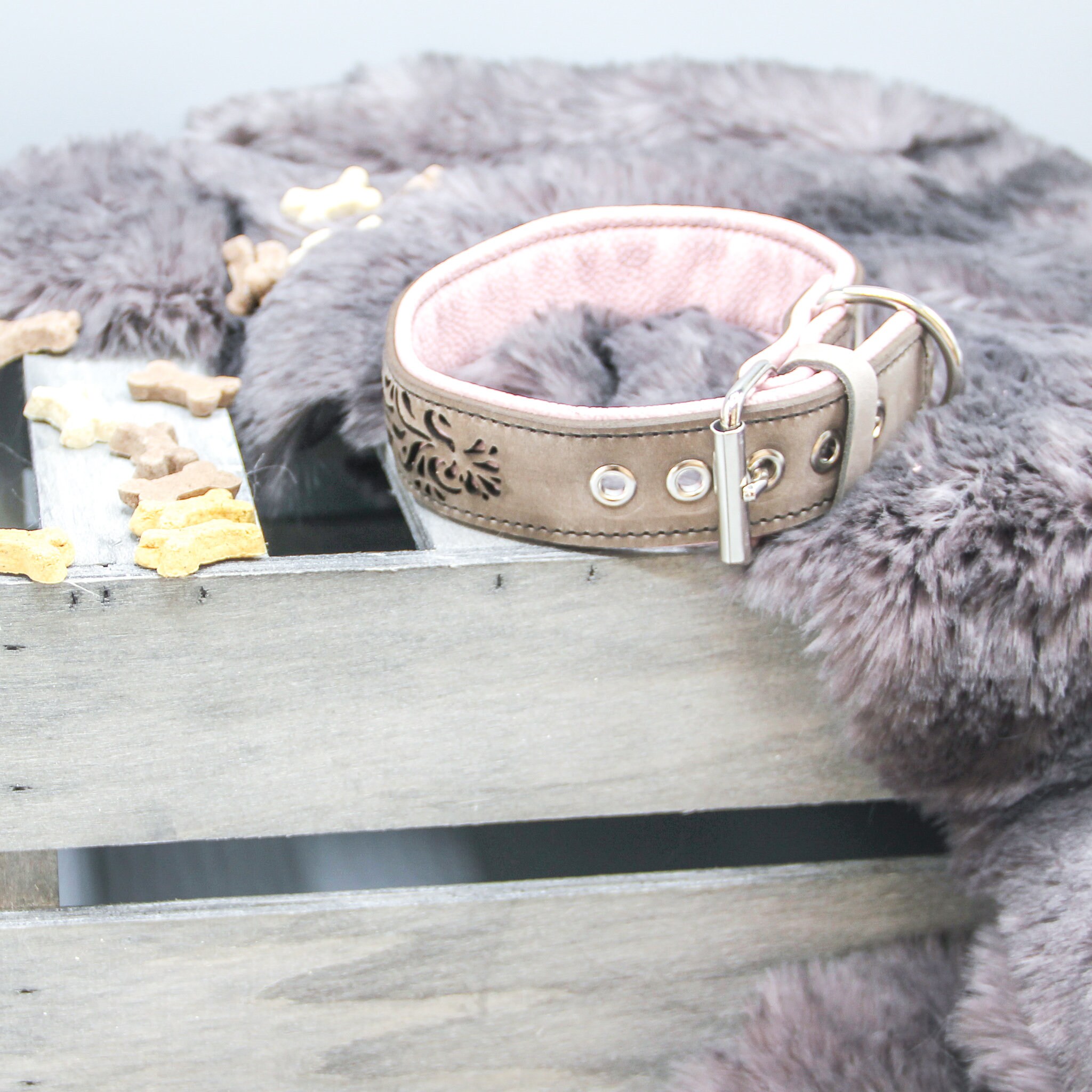 Premium Leather Dog Collar Grey pattern No. 2 Etsy UK