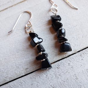 Genuine Onyx and Sterling Silver Earrings