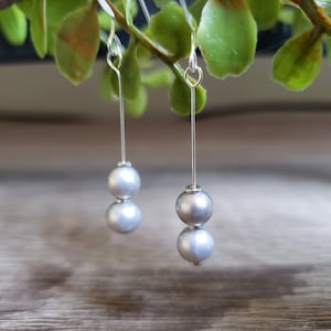 Silver/ Gray Freshwater Pearl Drop Earrings