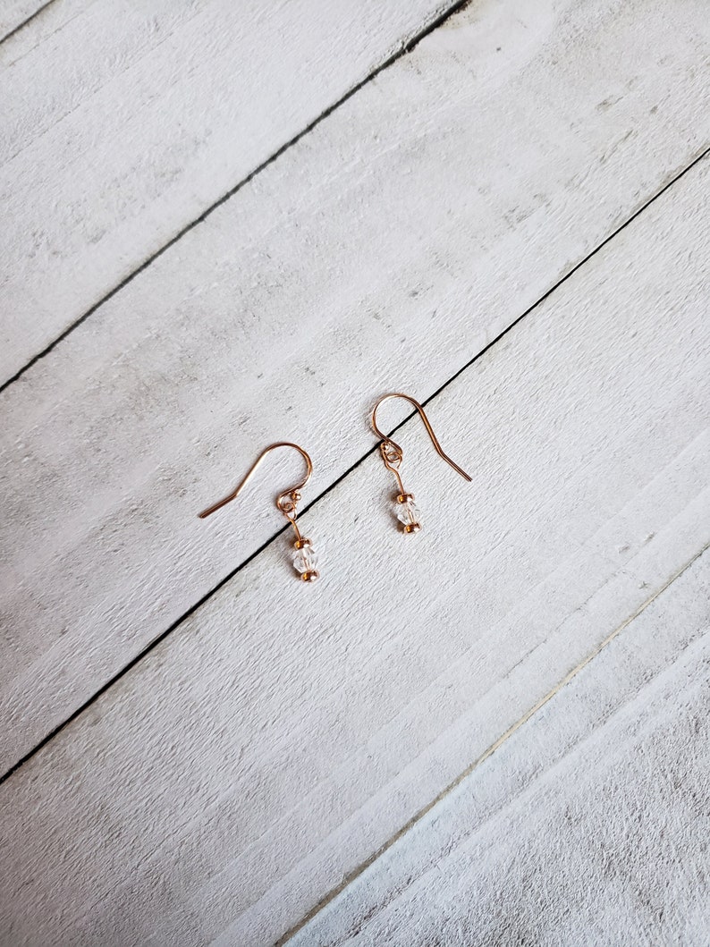 14k Rose Gold Filled Earrings with Glass Beads