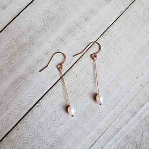 Freshwater Pearl and 14k Rose Gold Filled Earrings