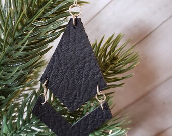 Geometric Leather Earrings