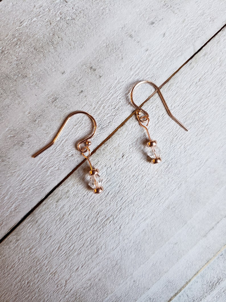 14k Rose Gold Filled Earrings with Glass Beads