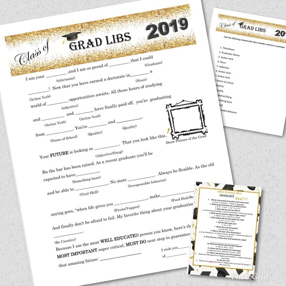 Graduation Games Quiz Ad Libs Etsy