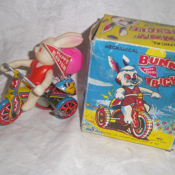 VINTAGE EASTER - Bunny on Trike – Original Box – 1960's