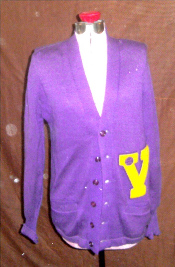 MEN'S VINTAGE SWEATER – Purple Varisty Sweater 194