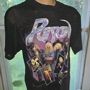 Vintage 1980S –  – Poison – Open Up and Say Ahhh! Rock Concert Tee – MEN&#39;S VINTAGE CLOTHING