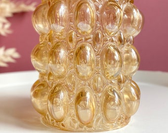 Vintage Mid-Century Bubble Glass Lampshade Pendant Gold Tinted