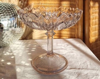 Vintage cake stand Art Deco Pressed Clear Glass Tower Wedding