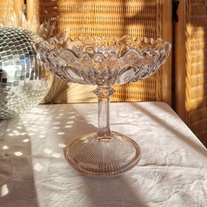 Vintage cake stand Art Deco Pressed Clear Glass Tower Wedding image 1