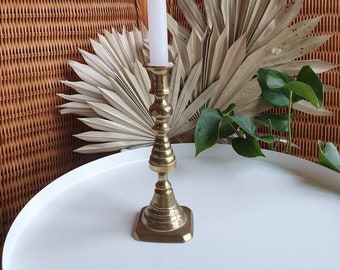 Vintage Midcentury Tarnished Brass Candlestick holder