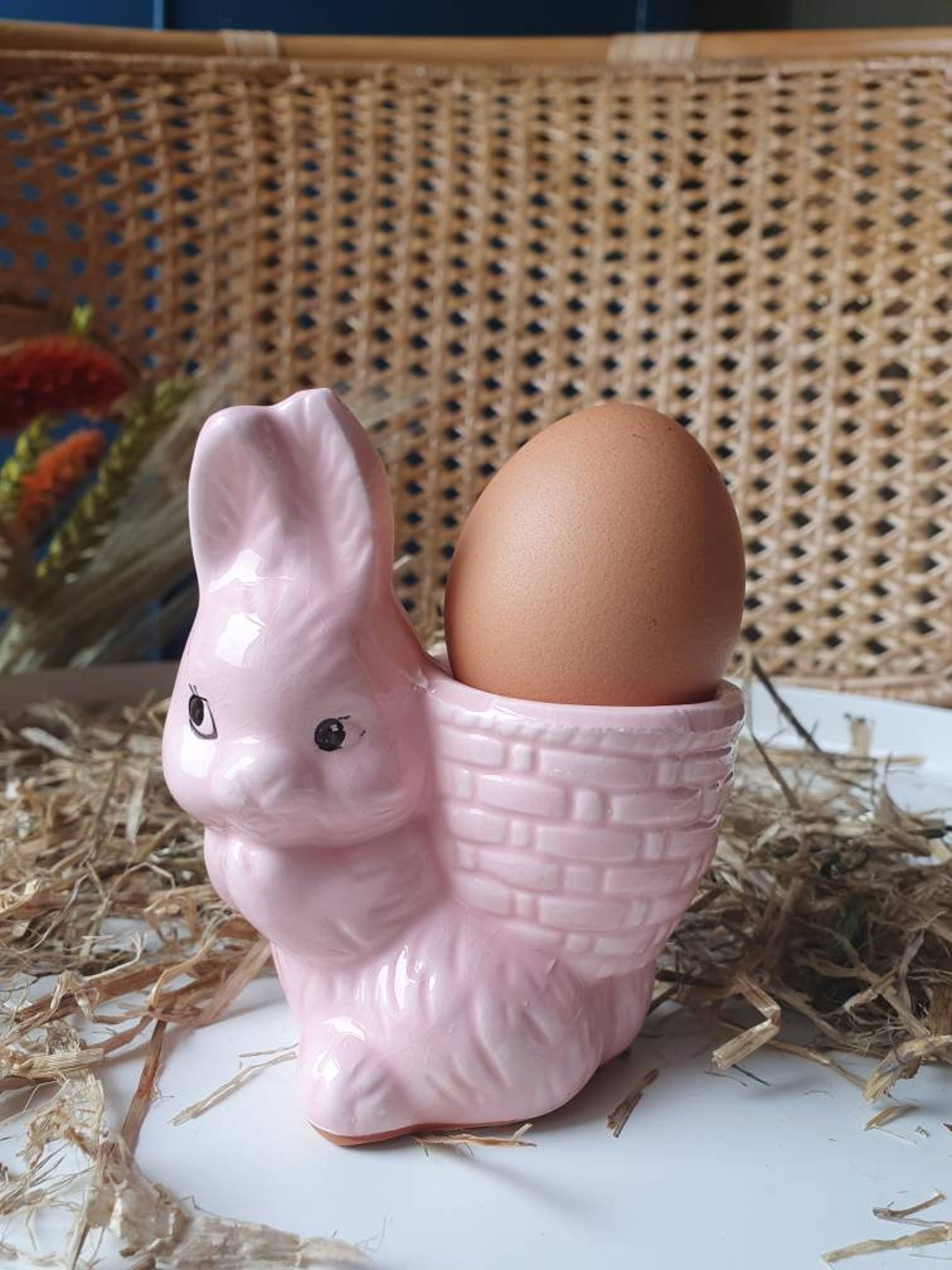 Vintage Pink Bunny Egg Cup Easter Gift Kitsch Rabbit Etsy