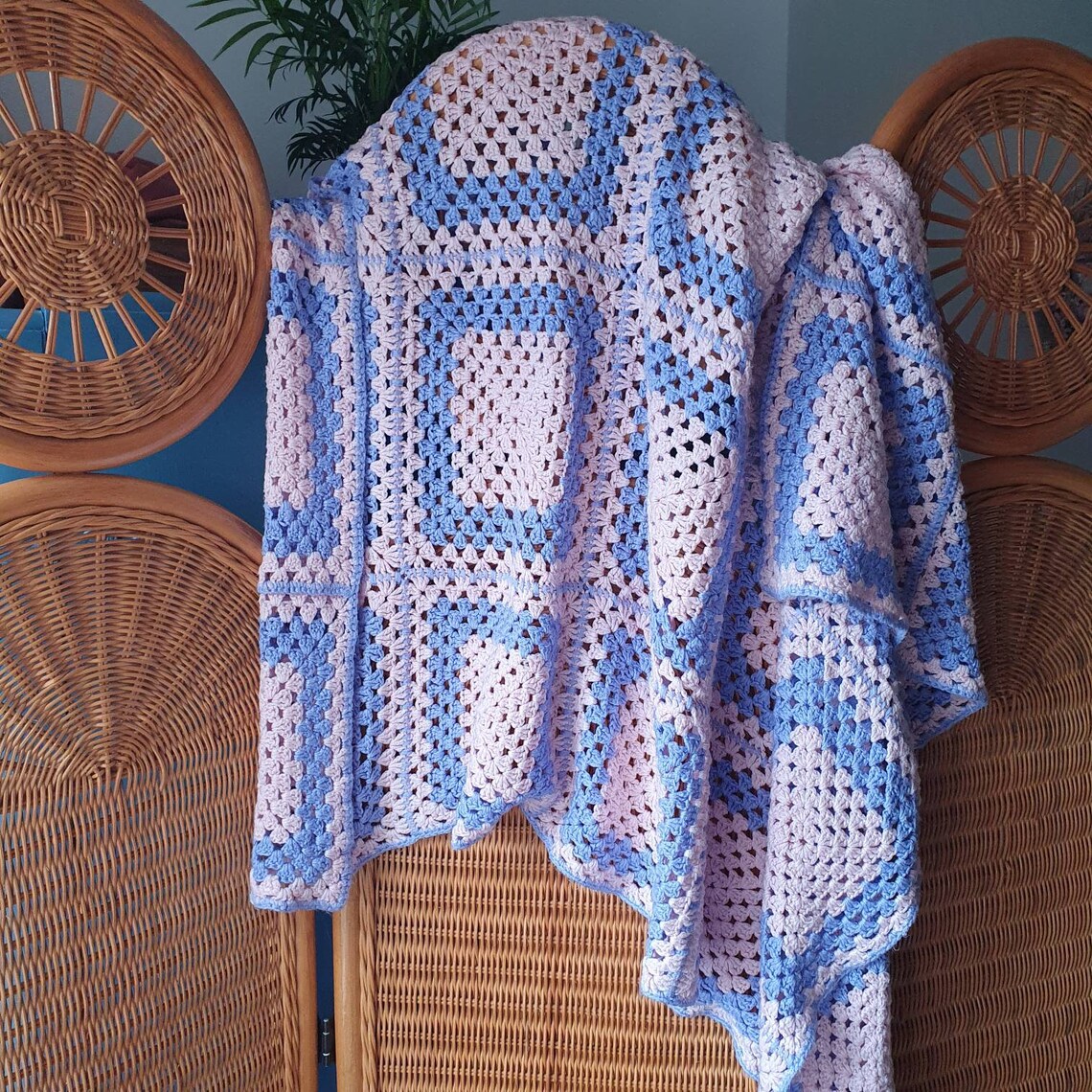 Vintage Handmade 70s Crochet Blanket Pink & Lilac Nursery Etsy