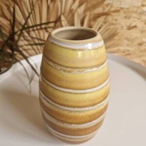 Vintage Mid-Century West German Studio Pottery Ceramic Vase in Cream White Swirl Design image 3