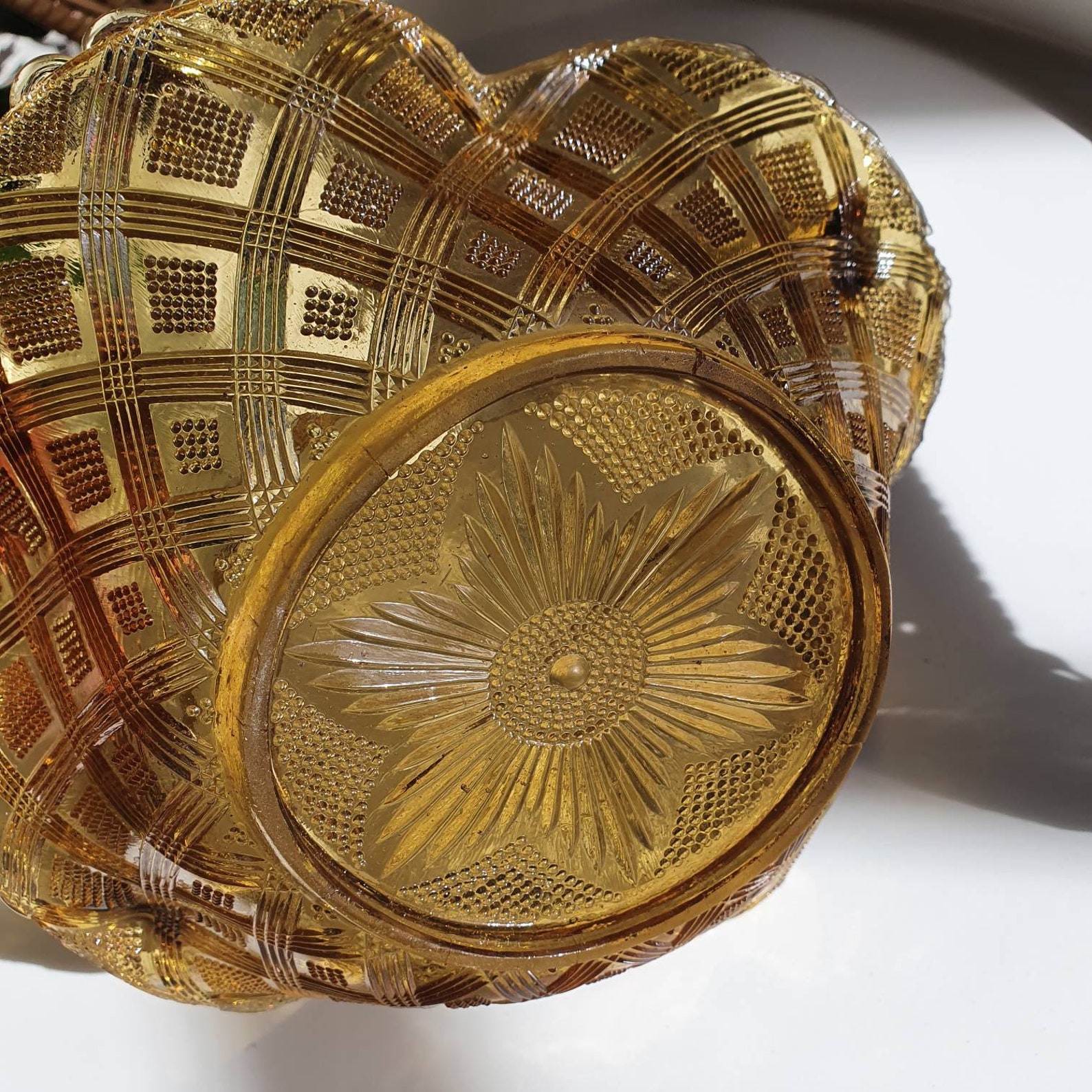 Vintage Yellow Glass Bowl/Basket Retro Midcentury Amber Etsy