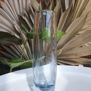 Vintage heavy etched crystal glass floral vase image 7