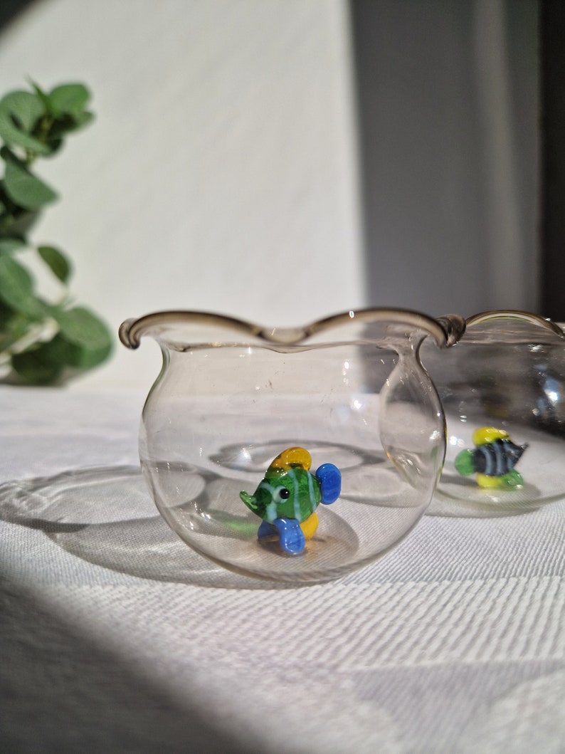 Vintage Mid-Century Novelty Glass Fish Bowls Decorative Kitsch Sculpture image 4