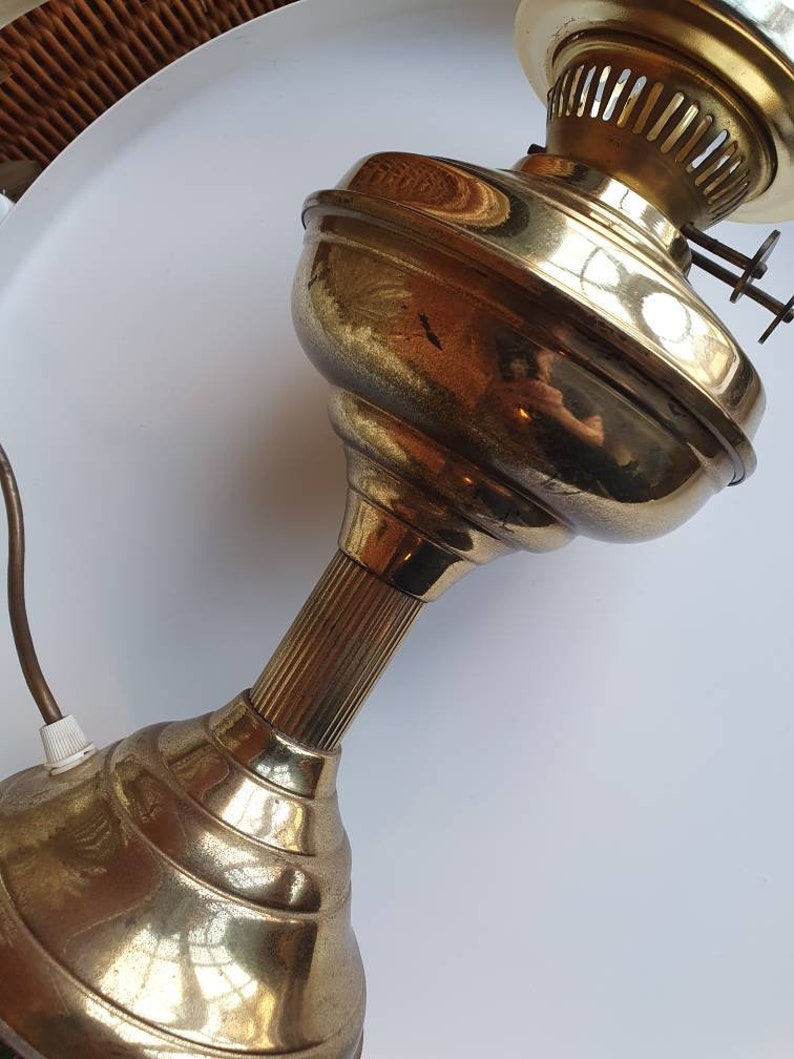 Large Vintage Midcentury Retro Bohemian converted oil lamp image 4