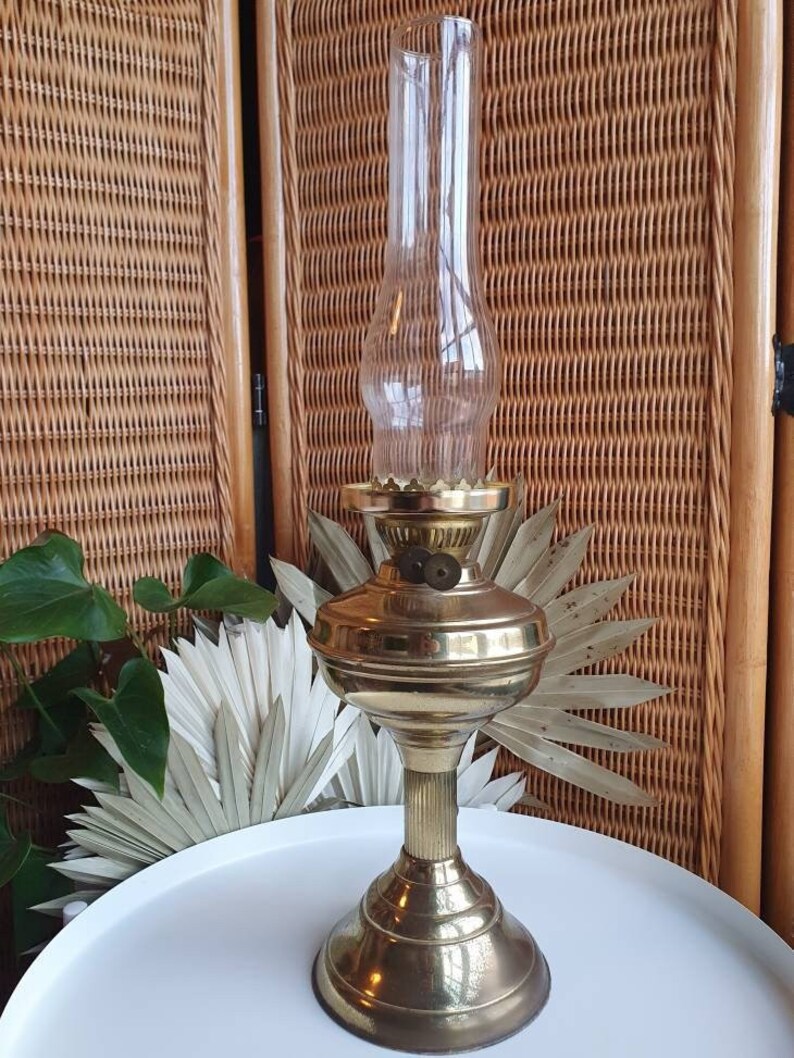 Large Vintage Midcentury Retro Bohemian converted oil lamp image 2