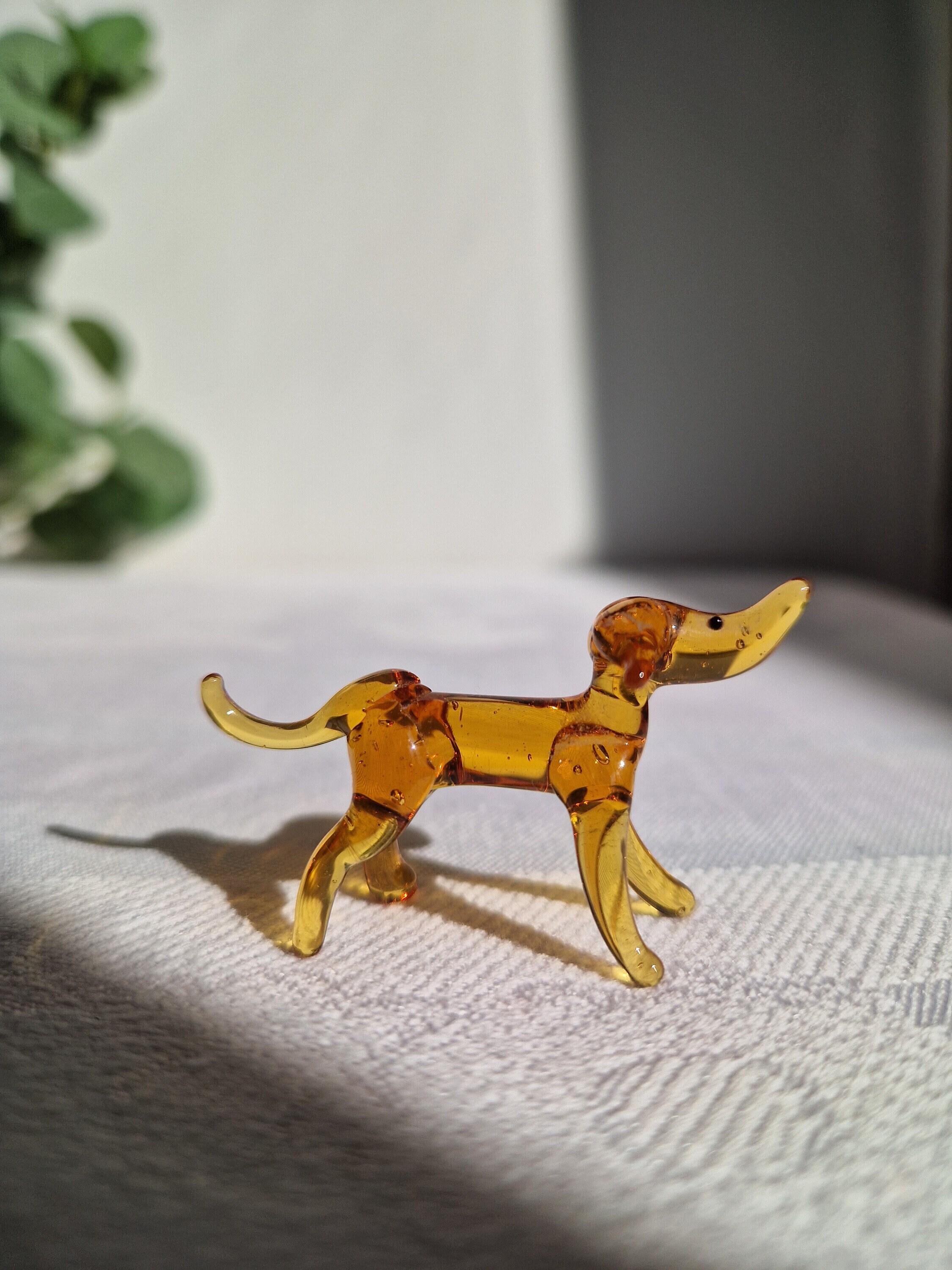 ヴィンテージ ミッドセンチュリー ハンドメイド ガラス彫刻 置物