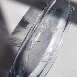 Vintage heavy etched crystal glass floral vase image 4