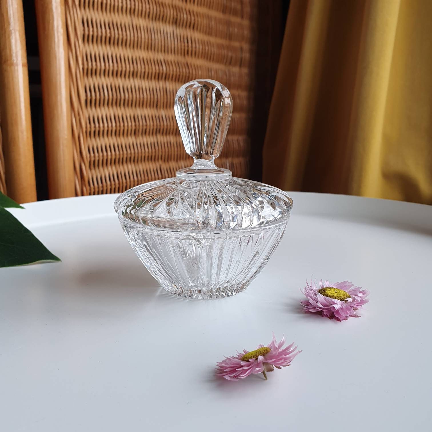 Vintage 70's Cut Glass Trinket Bowl Baño Elegante Art | Etsy