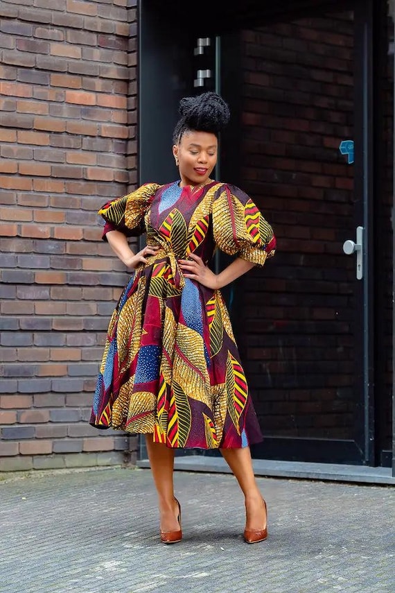 ヌキテパ 新品 Ethnic Print Flare Sleeve Dress NEFERTITI BROWN FLARE Dress - Etsy