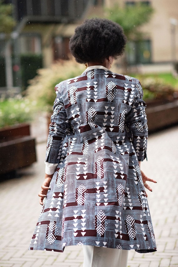 Nala Women's African Print Long Sleeve Denim Jacket