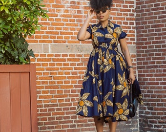 Mini Ankara Dress for Ladies, African Print Shirt Dress, Ankara