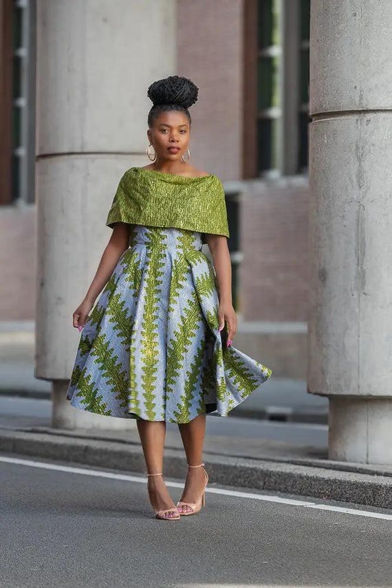 green and gold midi dress Oyin S Alise