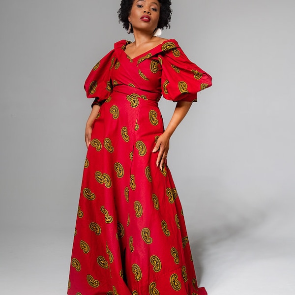 ANAN RED OFF shoulder maxi dress