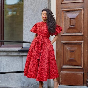 open lace back dress Scarlet Red Dress– Teuta Matoshi
