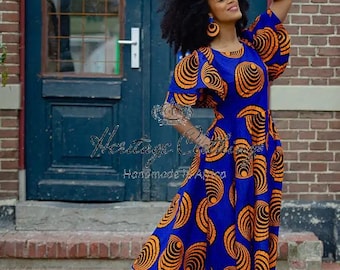 ADESUA BLUE AND orange dress