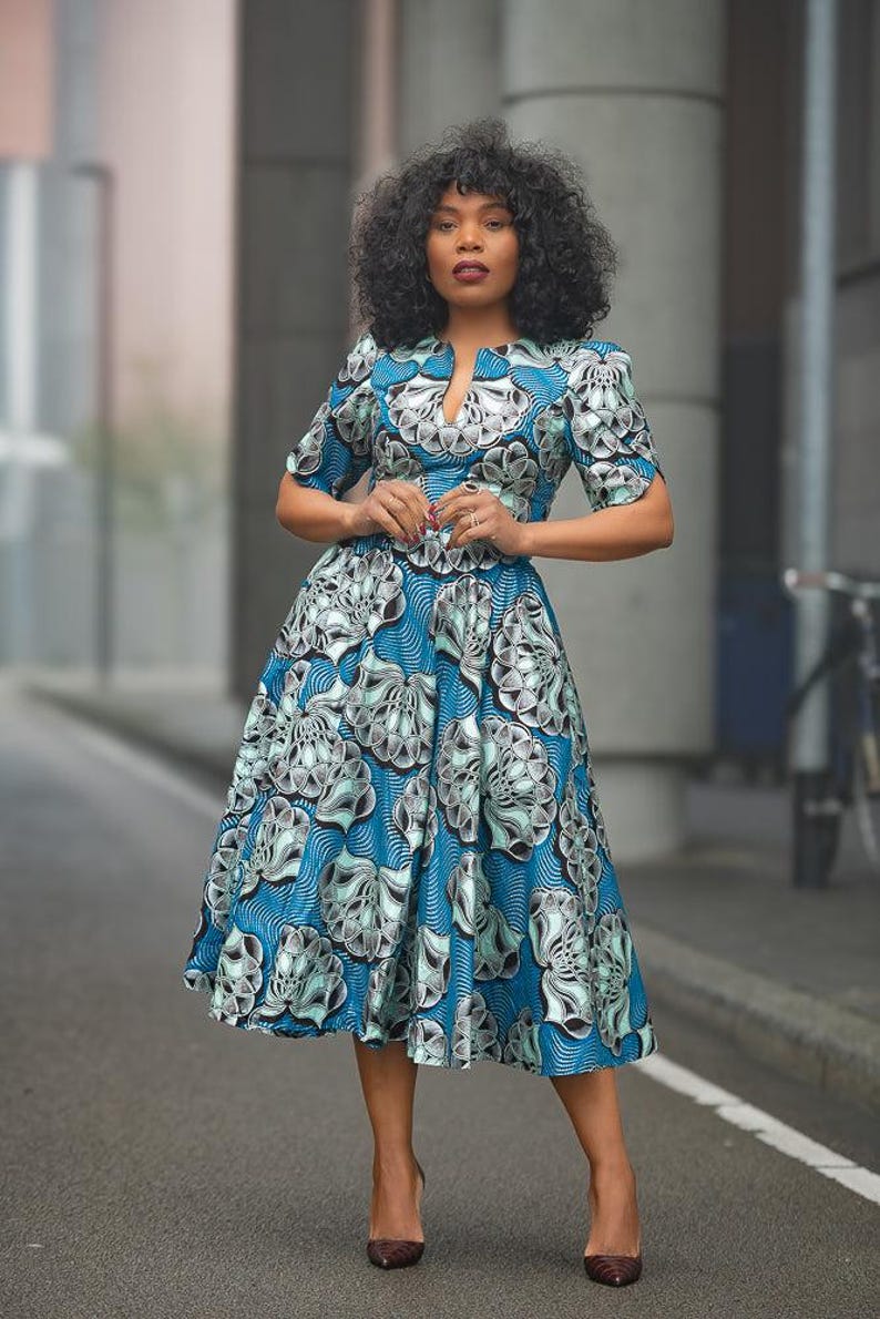 ruffled denim dress Paloma V Ruffle In Blue – The Design Closets Size:XL / 10 Semi-flared Summer girl yellow dress