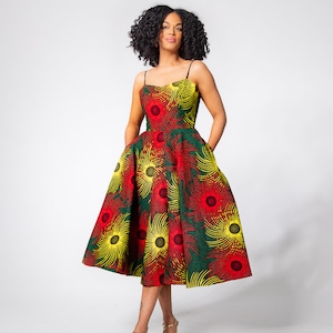 LYDIA MULTICOLOURED AFRICAN print dress