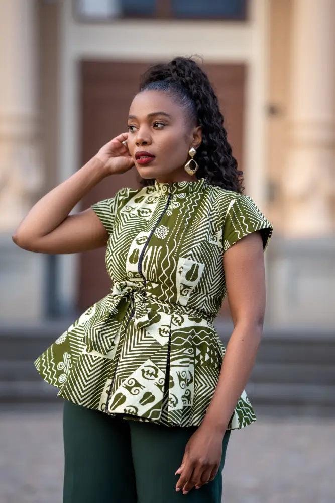 Tiwa Green Peplum Top - Etsy