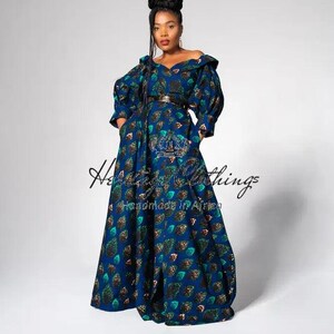 ANAN GRÜN UND blau schulterfreies Maxikleid