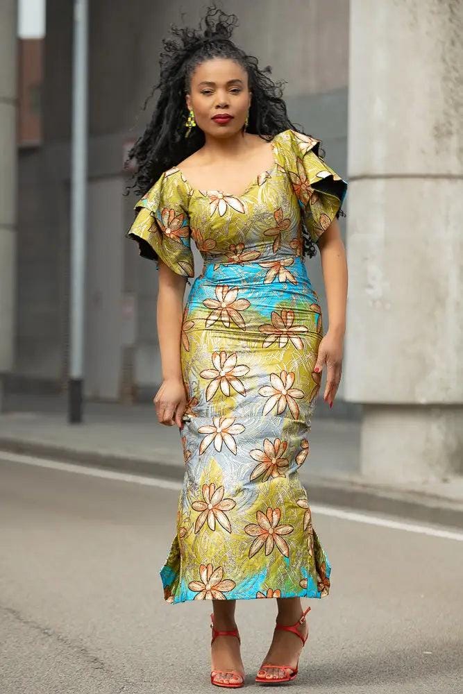 green emerald velvet dress Lateast Nigerian Ankara-dress. Ankara-kaftan Full lenght embriodered a   Trendy Africa Boutique