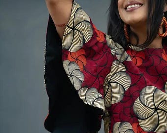 Arinola Flared Sleeve Top - African print Ankara Bohemian Bell Women's Blouse Shirt Tunic Fashion Clothing Sizes S-4XL
