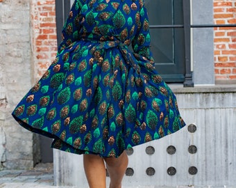NALA ROYAL BLUE and green wrap dress
