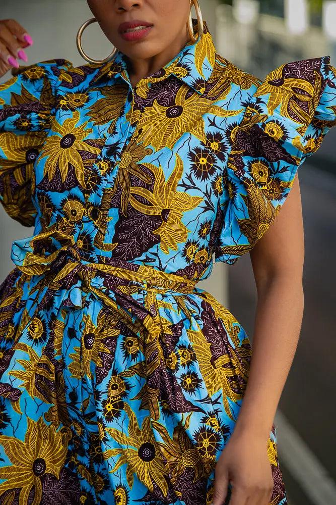 Zendaya Blue and Brown Floral Midi Dress - Etsy